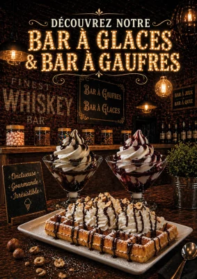 glace à vitré bar à glace et à gaufre
